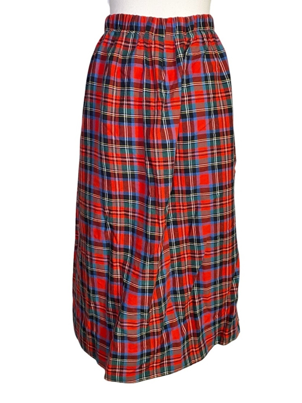 Sweater Loft Vintage Red Tartan Plaid Cotton Midi Skirt - Picture 2 of 13